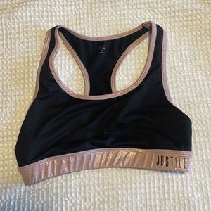 justice pink and black sports bra
